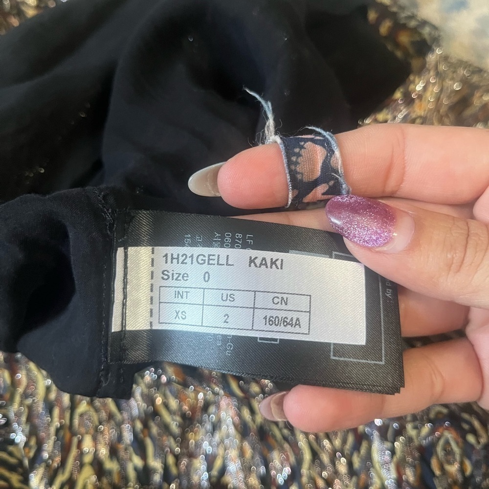 BA&SH Lurex midi skirt with print Gellio green XS - Picture 6 of 8